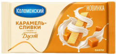 Вафли Дуэт Карамель-сливки Коломенские 200г 1/20