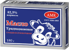 Масло "Традиционное" 82,5% 180гр ТМ "АМК" 1/30 БЗМЖ
