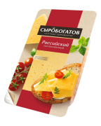Российский молодой сыр 45% ж, 125г, фасованный, (нарезка), ТМ "Сыробогатов" 1/12шт