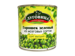 Горошек Луговица зеленый в/с 425 мл ж/б, ГОСТ 1/12