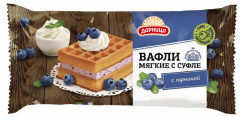 Вафли мягкие Гофры с суфле и черникой 122г 1/12