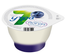 Йогурт двухслойный ЧЕРНИКА тм "7 Утра" 130гр 1/8