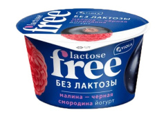Йогурт безлактозный FREE «Малина-Черная смородина». 2,7%, 180г 1/6