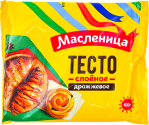 Тесто слоеное дрожжевое "Масленица" 400г 1/18