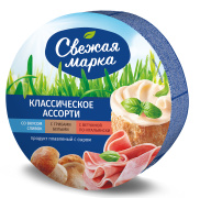ПС плавленый Классическое ассорти" (сливки,грибы,ветчина) тм "ТМ Свежая Марка" 45% 130г круг 1/12