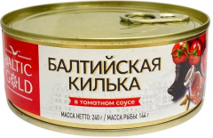 Килька балт. неразд. в т/с Baltic Gold 240г 1/18 ключ