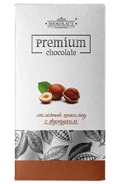 Шоколад Premium молочный с фундуком (коробка) 90г 1/13