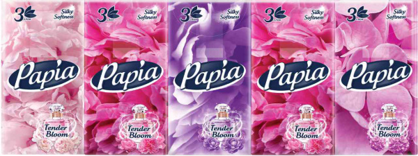 Носовые платочки PAPIA Tender Bloom 3 слоя 10/24 шт