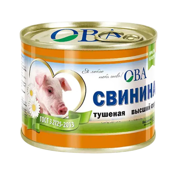 Свинина тушеная ОВА в/с ГОСТ 525г 1/12 ключ