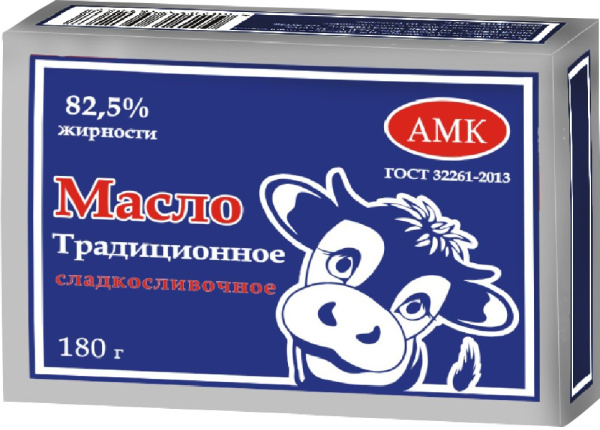 Масло "Традиционное" 82,5% 180гр ТМ "АМК" 1/30 БЗМЖ