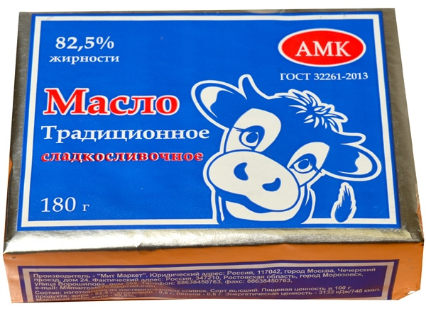 Масло "Традиционное" 82,5% 180гр ТМ "АМК" 1/30 БЗМЖ
