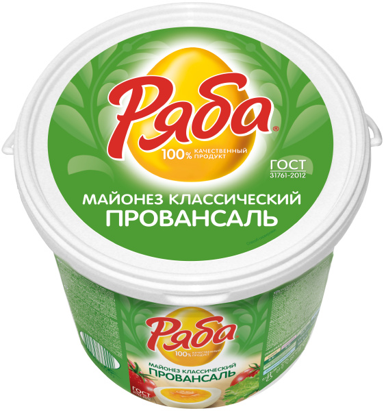 Майонез "Классический Провансаль" 67% мдж. 800гр ведро ТМ Ряба 1/12