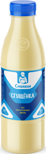 Молоко сгущ. с сахаром Смолена БЗМЖ ГОСТ Бутылка 920г ж/б 1/9