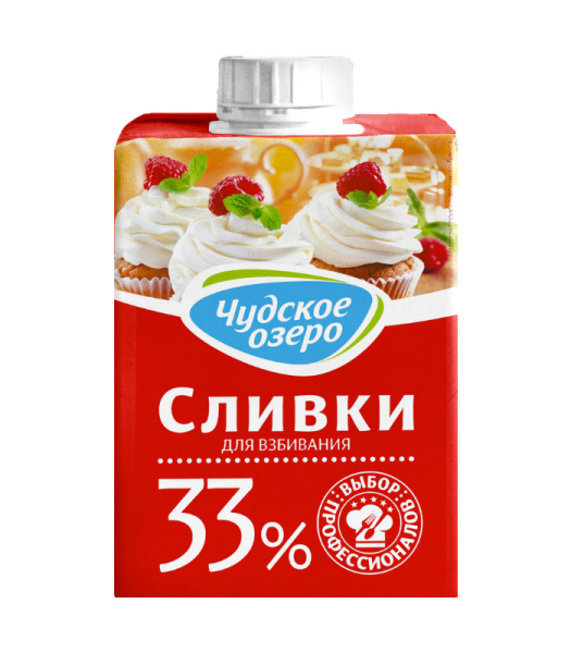 Сливки 33% 500г ТМ Чудское озеро 1/12