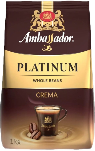 Кофе в зёрнах Ambassador Platinum Crema, пакет, 1000г (*6)