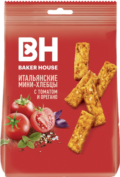Хлебцы-мини итальянские с томатом, орегано Baker House 110 гр. 1/12