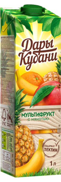 Нектар мультифруктовый 1л. Дары Кубани Ultra Edge 1/6