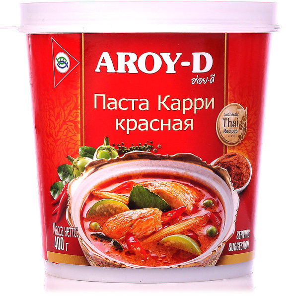 Паста "Карри красная" AROY-D 400 г, пл/б 1/24