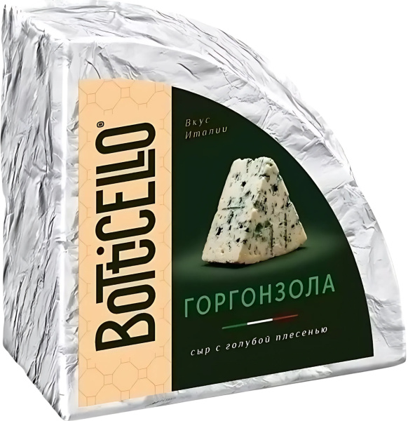 Сыр с голубой плесенью "Gorgonzola" тм "Botticello" 50% ~0,6кг 1/4шт