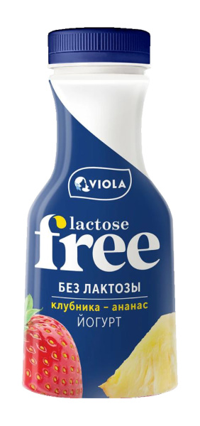 Йогурт безлактозный FREE Клубника-Ананас 1,1% ПЭТ-бутылка 270г 1/6