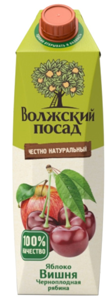 Нектар яблоко, вишня и черноплодн.рябина Волжский посад Tetra pak1 литр 1/12