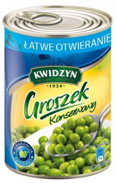 Зеленый горошек Kwidzyn 400 г ж/б 1/10