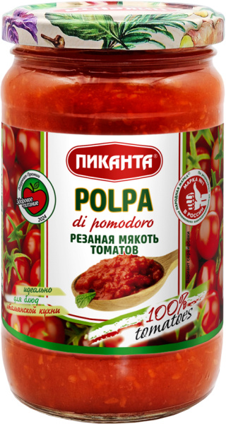 Польпа. Томаты резанные Пиканта 350г 1/6