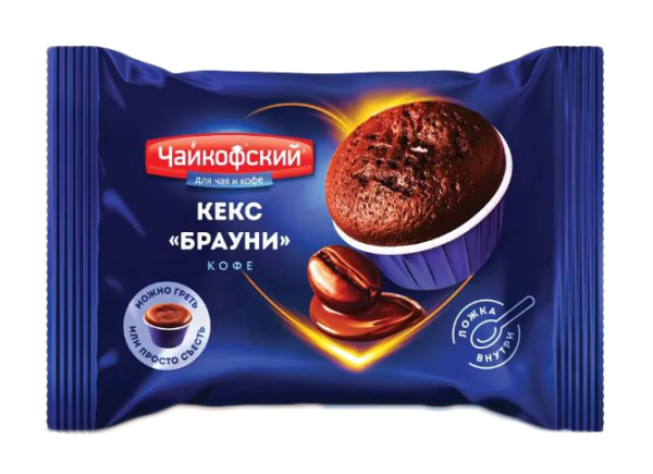 Кекс брауни Чайкофский с какао начинкой со вкусом кофе 70 г 1/24