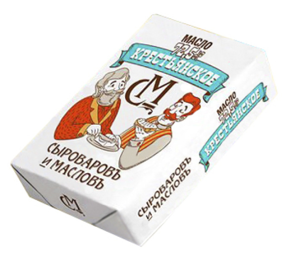 Масло "Крестьянское" 72,5% 180гр ГОСТ ТМ "СМ" 1/12 БЗМЖ