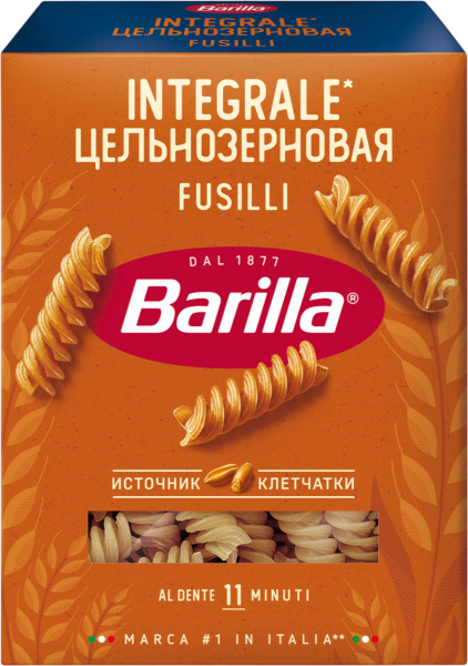 Цельнозерновая паста ФУЗИЛЛИ BARILLA 450гр 1/12