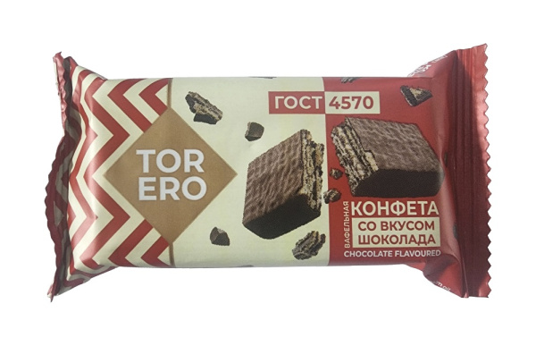 Конфета вафельная глазированая со вкусом шоколада 40гр 1/65