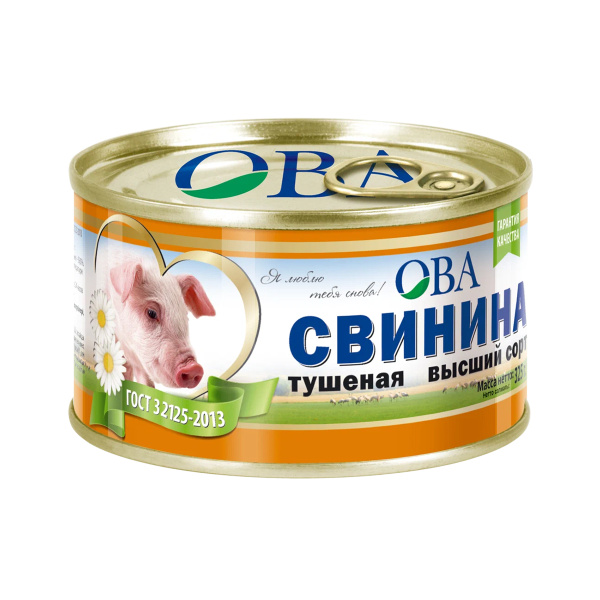 Свинина тушеная ОВА в/с ГОСТ 325г 1/36 ключ