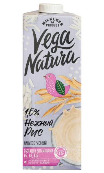 Напиток Рисовый тм "Vega Natura" мдж. 1,5% 1л 1/6