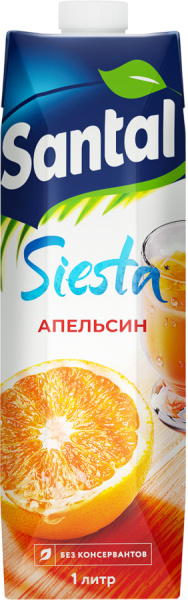 Напиток Santal SIESTA "Апельсин" 1 л (тетрапризма) 1/12