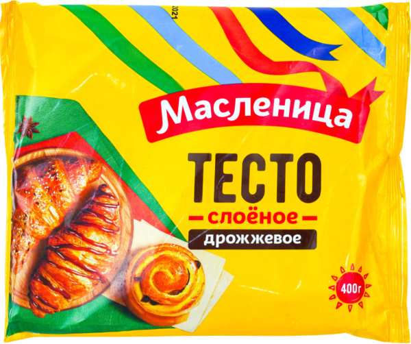 Тесто слоеное дрожжевое "Масленица" 400г 1/18