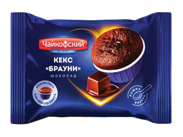 Кекс брауни Чайкофский с какао начинкой со вкусом шоколада 70 г 1/24