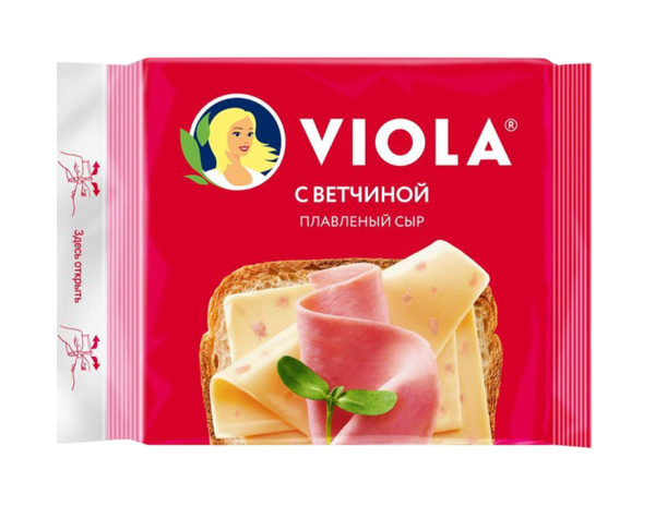 Сыр плавленый Виола ВЕТЧИНА в ломтиках 140г 1/10