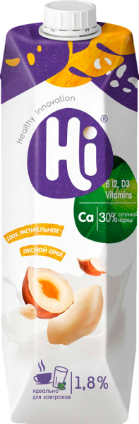 Нап. соевый Hi с фундуком обогащенный кальц. и вит. D3 B12, 1,8 % ультрапаст 1л
